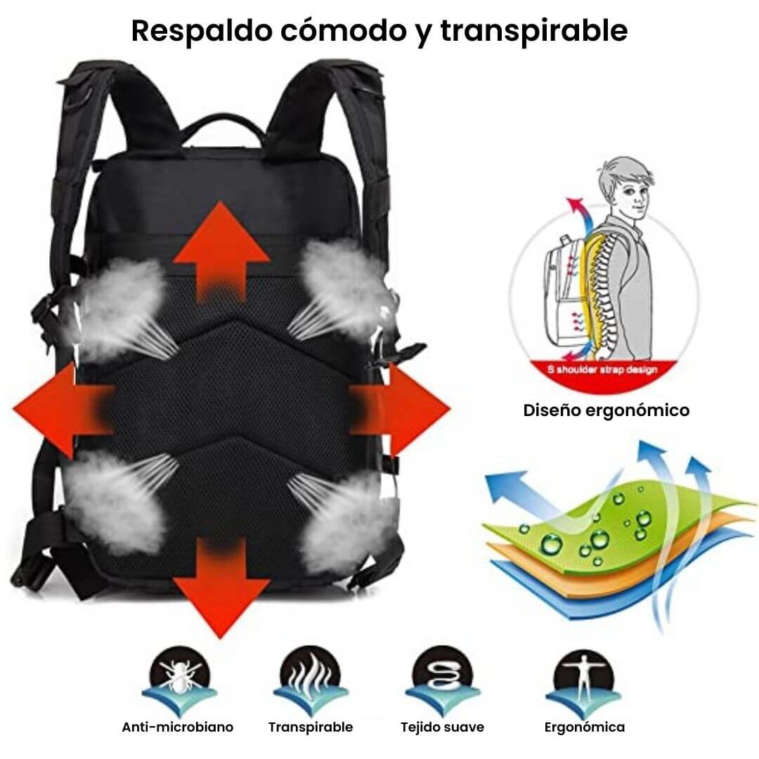 Mochila Táctica Militar Negra 30L